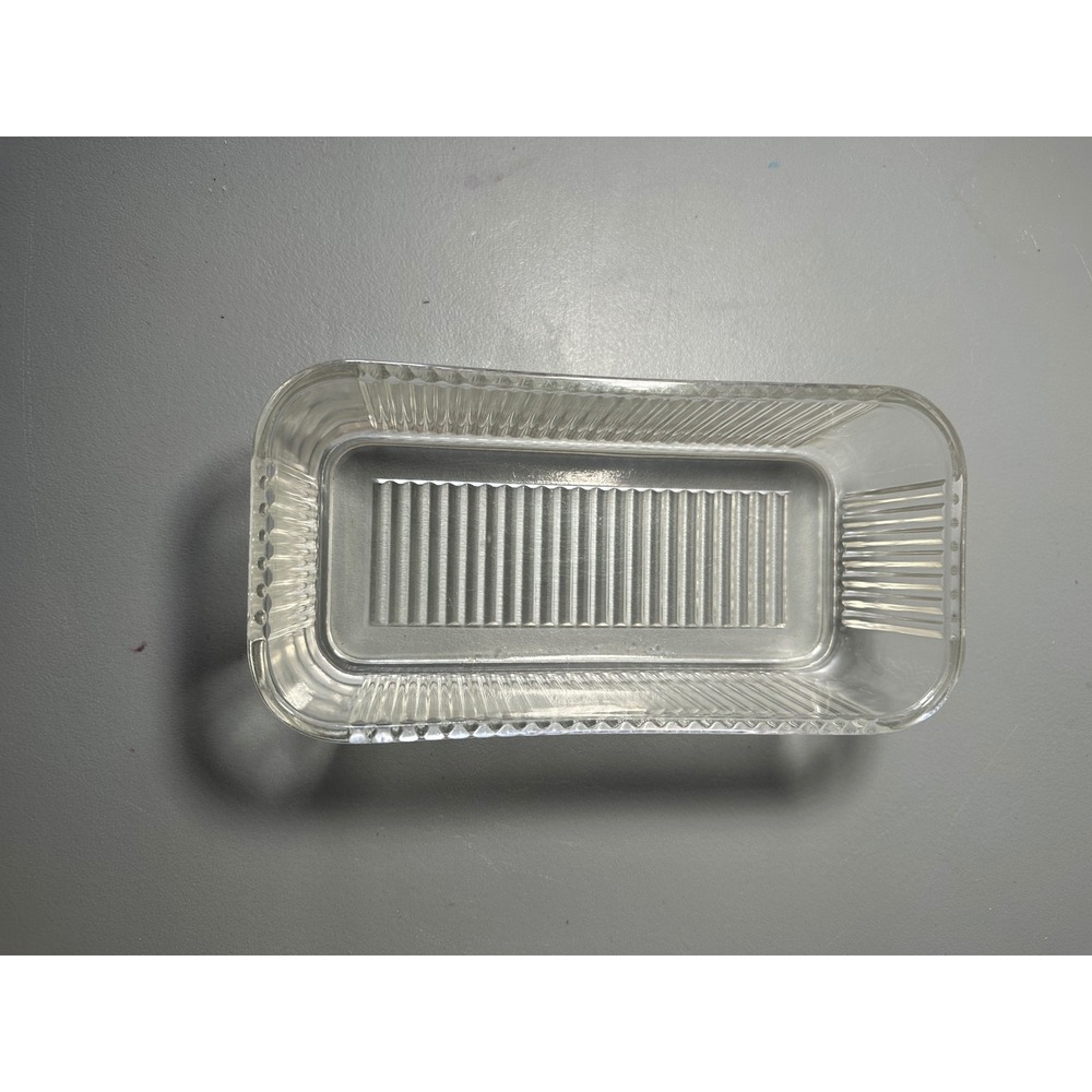 Vintage Clear Ribbed Glass Refrigerator Dish Rectangular Fluted Storage Box